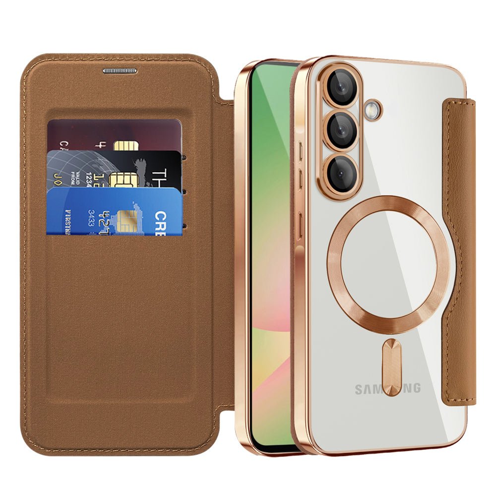 Techsuit Samsung Galaxy A57 5G - Θήκη Βιβλίο με MagSafe με Υποδοχές Καρτών και RFID Προστασία - SmartMag Book Case - Brown