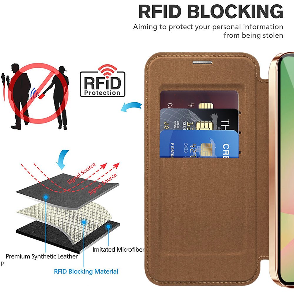 Techsuit Samsung Galaxy A57 5G - Θήκη Βιβλίο με MagSafe με Υποδοχές Καρτών και RFID Προστασία - SmartMag Book Case - Brown