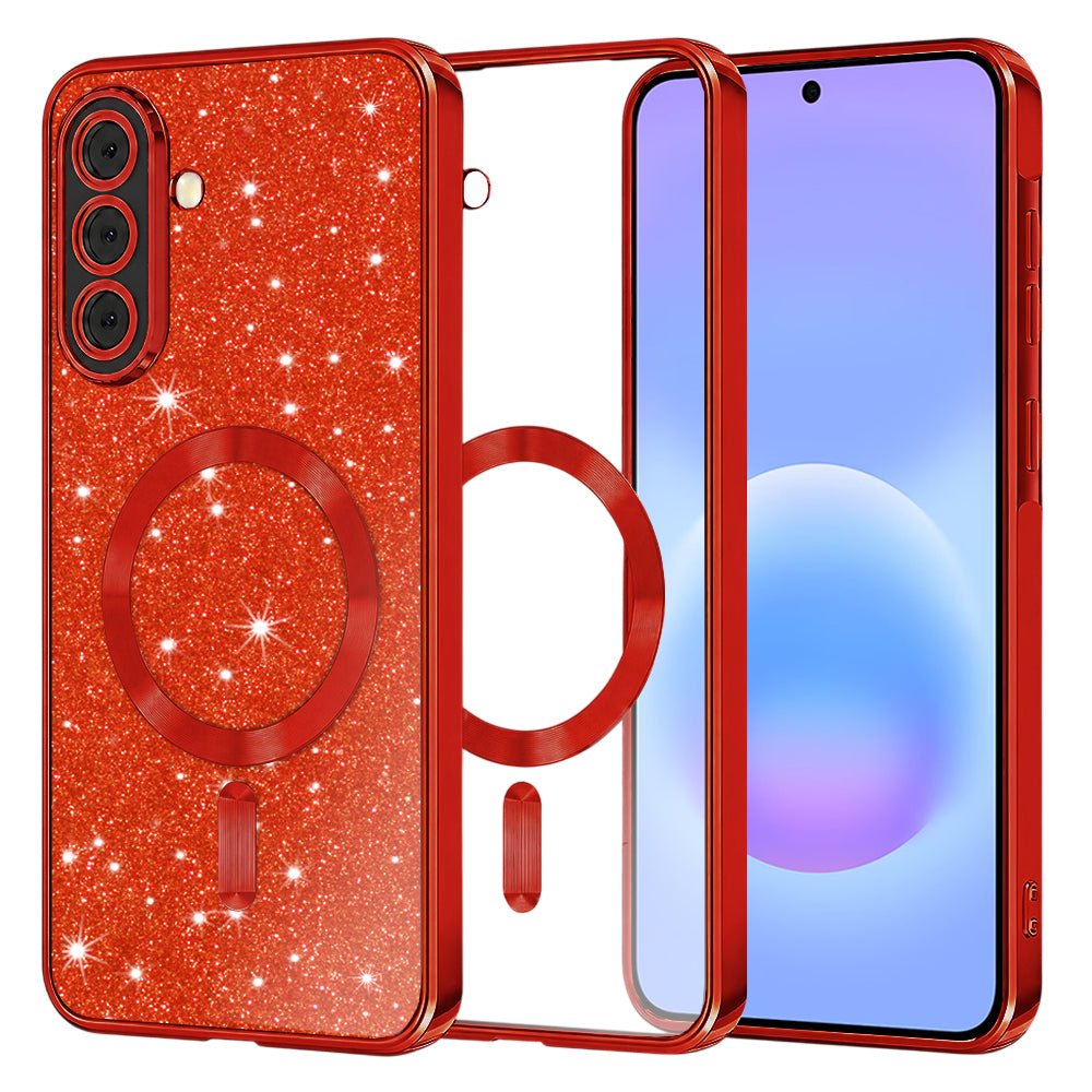 Techsuit Samsung Galaxy A57 5G - Θήκη Σιλικόνης - Luxury Glitter MagSafe - Red