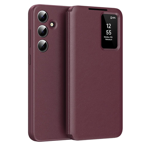 Techsuit Samsung Galaxy S24 - Θήκη Βιβλίο με Θέση για 1 Κάρτα - SmartView Series - Red