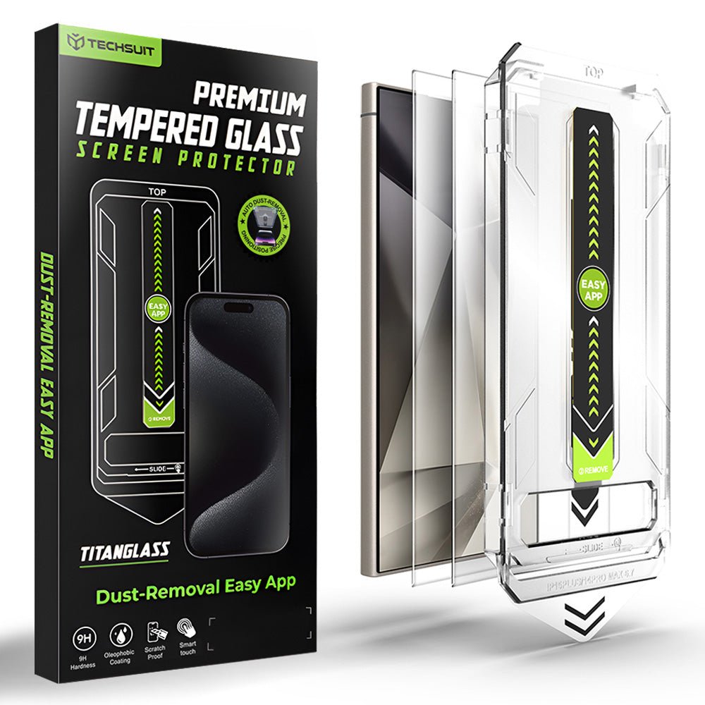 Techsuit Samsung Galaxy S24 Ultra - Σετ με 2 Αντιχαρακτικά Γυαλιά Οθόνης - TitanGlass CrystalHD - Clear