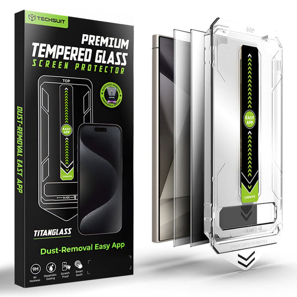 Techsuit Samsung Galaxy S24 Ultra - Σετ με 2 Αντιχαρακτικά Γυαλιά Οθόνης - TitanGlass CrystalHD - Privacy