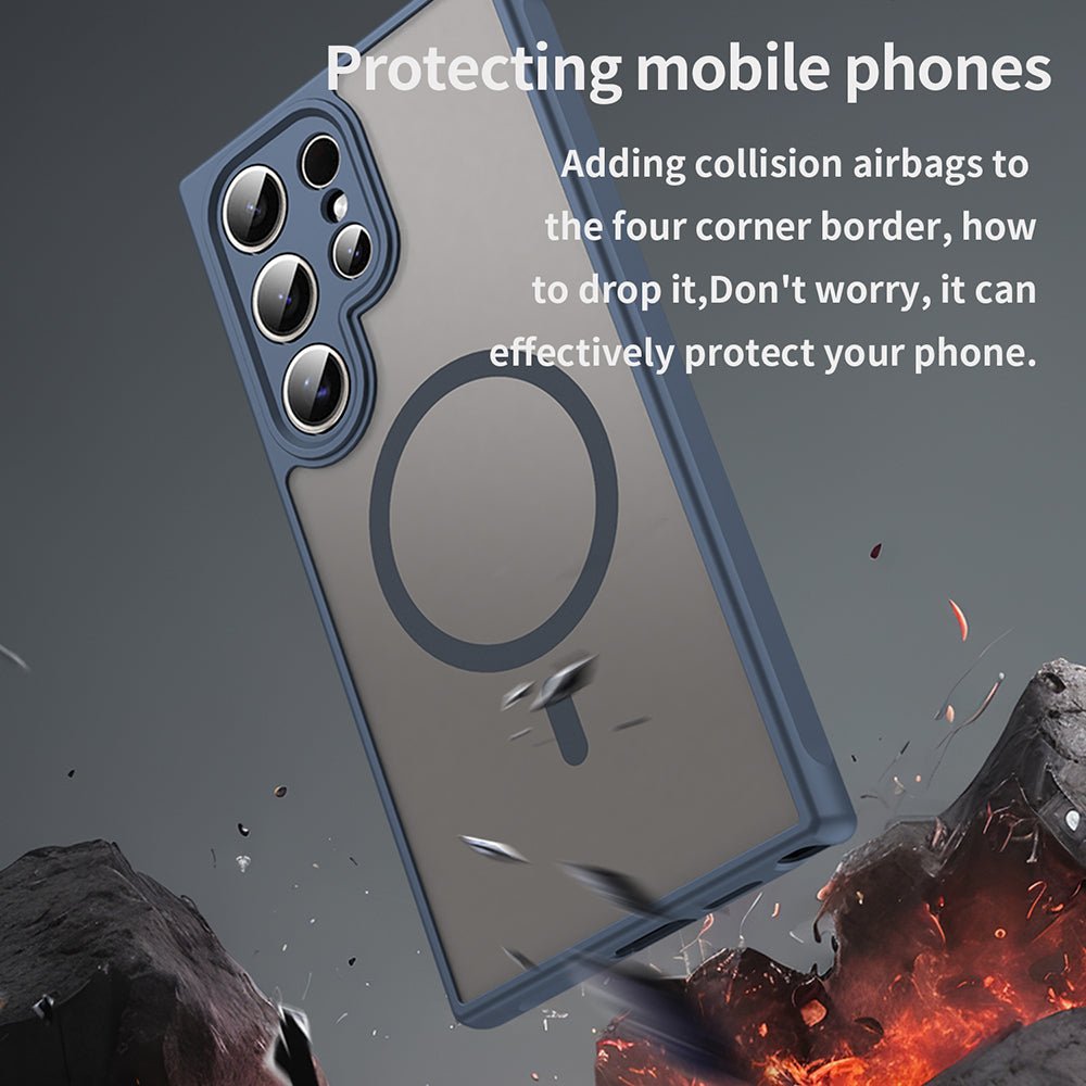 Techsuit Samsung Galaxy S24 Ultra - Σκληρή Θήκη με Πλαίσιο Σιλικόνης και MagSafe - HaloFrost II MagSafe - Navy Blue