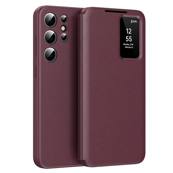 Techsuit Samsung Galaxy S24 Ultra - Θήκη Βιβλίο με Θέση για 1 Κάρτα - SmartView Series - Red