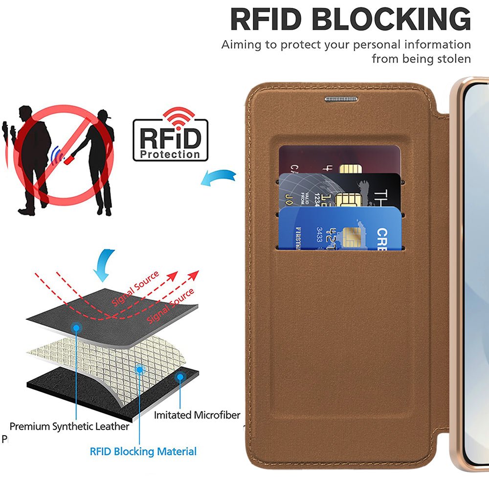Techsuit Samsung Galaxy S25 Edge - Θήκη Βιβλίο με MagSafe με Υποδοχές Καρτών και RFID Προστασία - SmartMag Book Case - Brown