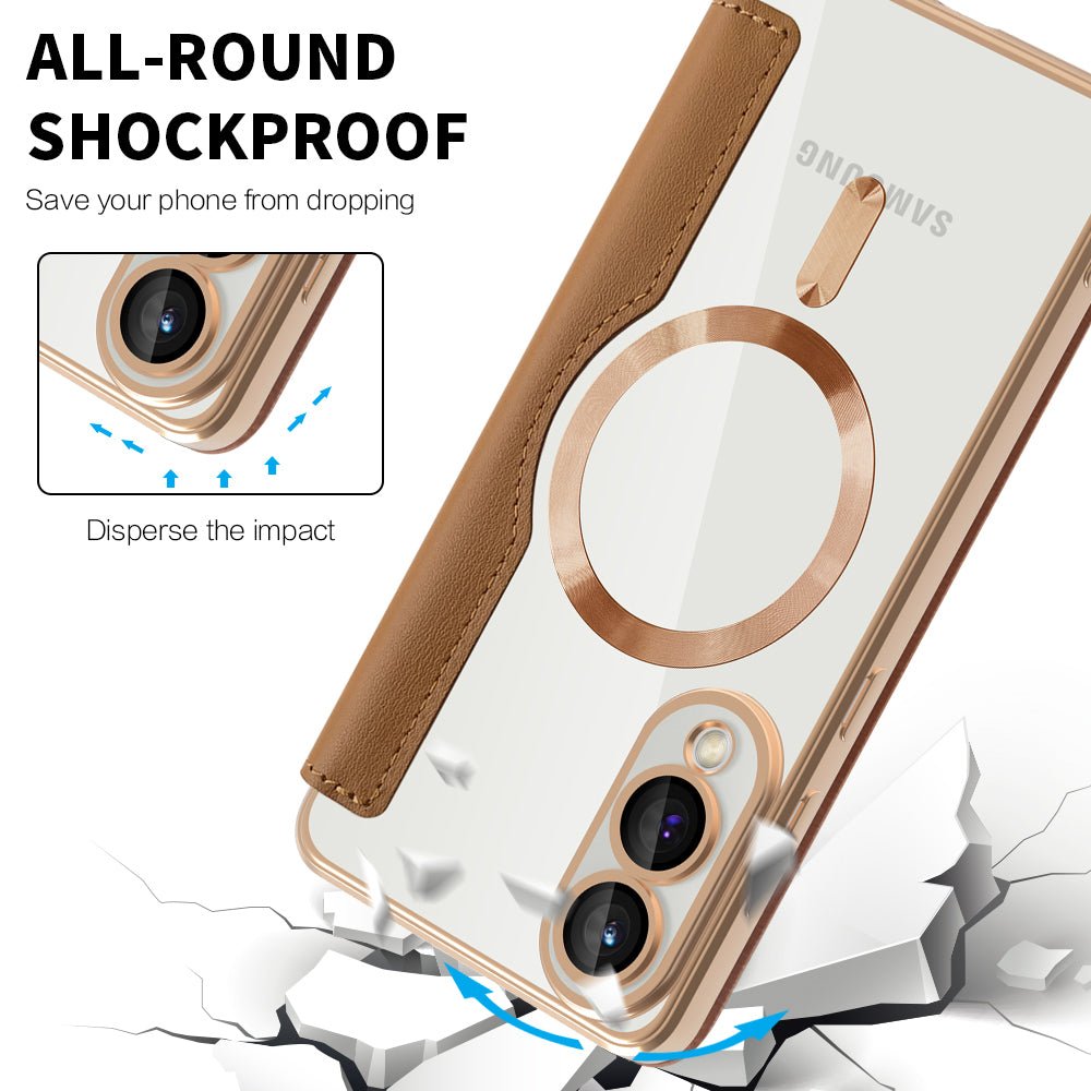 Techsuit Samsung Galaxy S25 Edge - Θήκη Βιβλίο με MagSafe με Υποδοχές Καρτών και RFID Προστασία - SmartMag Book Case - Brown