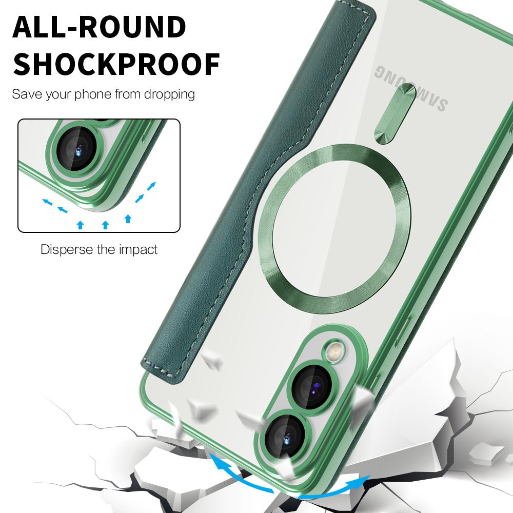 Techsuit Samsung Galaxy S25 Edge - Θήκη Βιβλίο με MagSafe με Υποδοχές Καρτών και RFID Προστασία - SmartMag Book Case - Green