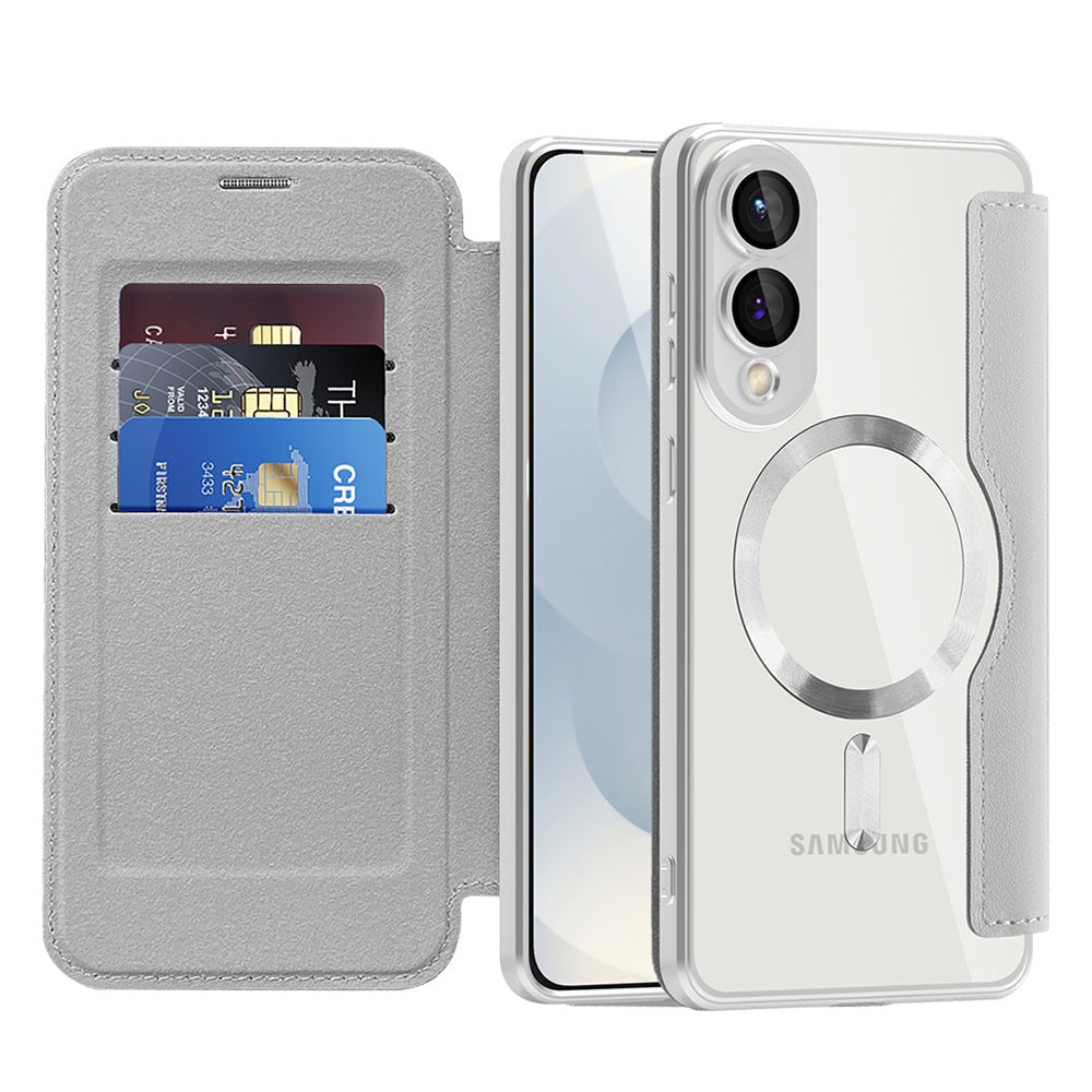 Techsuit Samsung Galaxy S25 Edge - Θήκη Βιβλίο με MagSafe με Υποδοχές Καρτών και RFID Προστασία - SmartMag Book Case - Grey