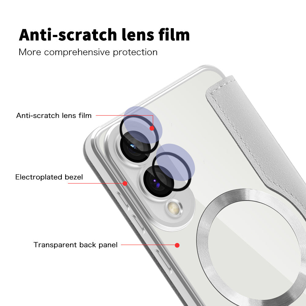 Techsuit Samsung Galaxy S25 Edge - Θήκη Βιβλίο με MagSafe με Υποδοχές Καρτών και RFID Προστασία - SmartMag Book Case - Grey