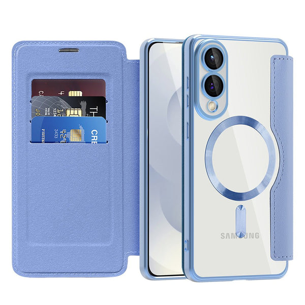 Techsuit Samsung Galaxy S25 Edge - Θήκη Βιβλίο με MagSafe με Υποδοχές Καρτών και RFID Προστασία - SmartMag Book Case - Light Blue