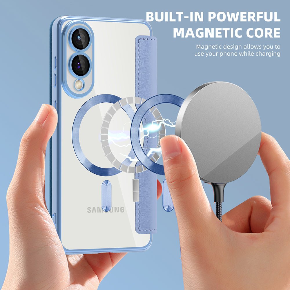 Techsuit Samsung Galaxy S25 Edge - Θήκη Βιβλίο με MagSafe με Υποδοχές Καρτών και RFID Προστασία - SmartMag Book Case - Light Blue