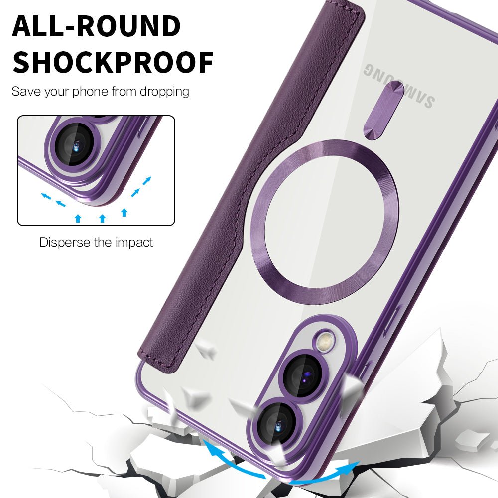Techsuit Samsung Galaxy S25 Edge - Θήκη Βιβλίο με MagSafe με Υποδοχές Καρτών και RFID Προστασία - SmartMag Book Case - Purple