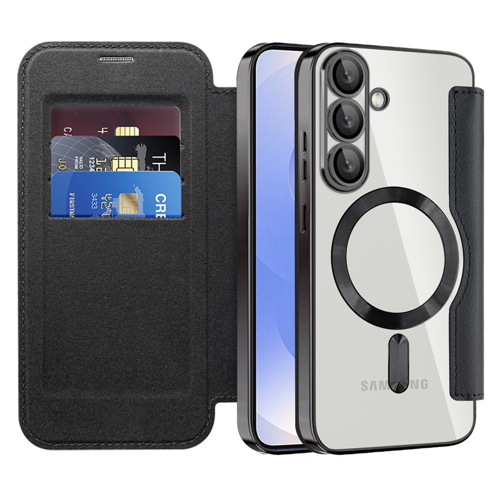 Techsuit Samsung Galaxy S25 Plus - Θήκη Βιβλίο με MagSafe με Υποδοχές Καρτών και RFID Προστασία - SmartMag Book Case - Black