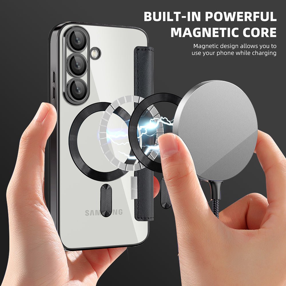Techsuit Samsung Galaxy S25 Plus - Θήκη Βιβλίο με MagSafe με Υποδοχές Καρτών και RFID Προστασία - SmartMag Book Case - Black