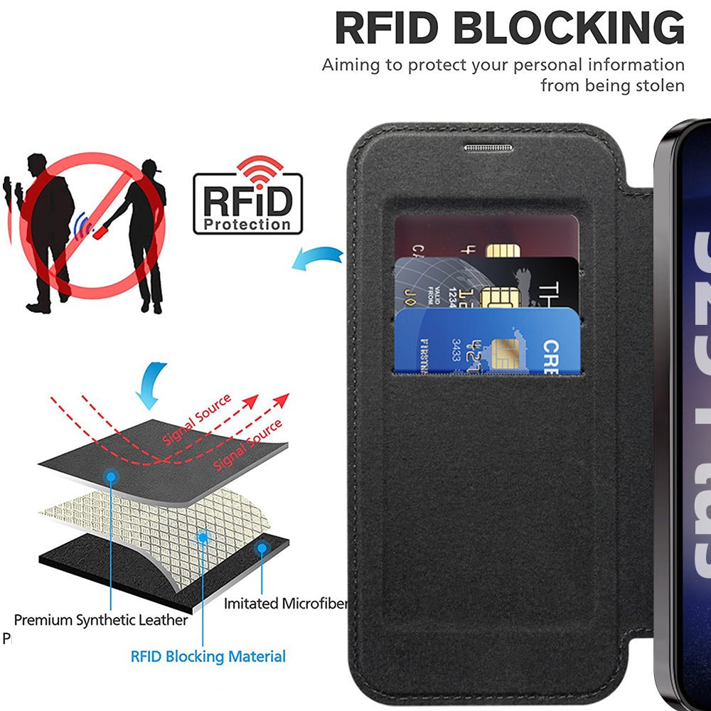 Techsuit Samsung Galaxy S25 Plus - Θήκη Βιβλίο με MagSafe με Υποδοχές Καρτών και RFID Προστασία - SmartMag Book Case - Black