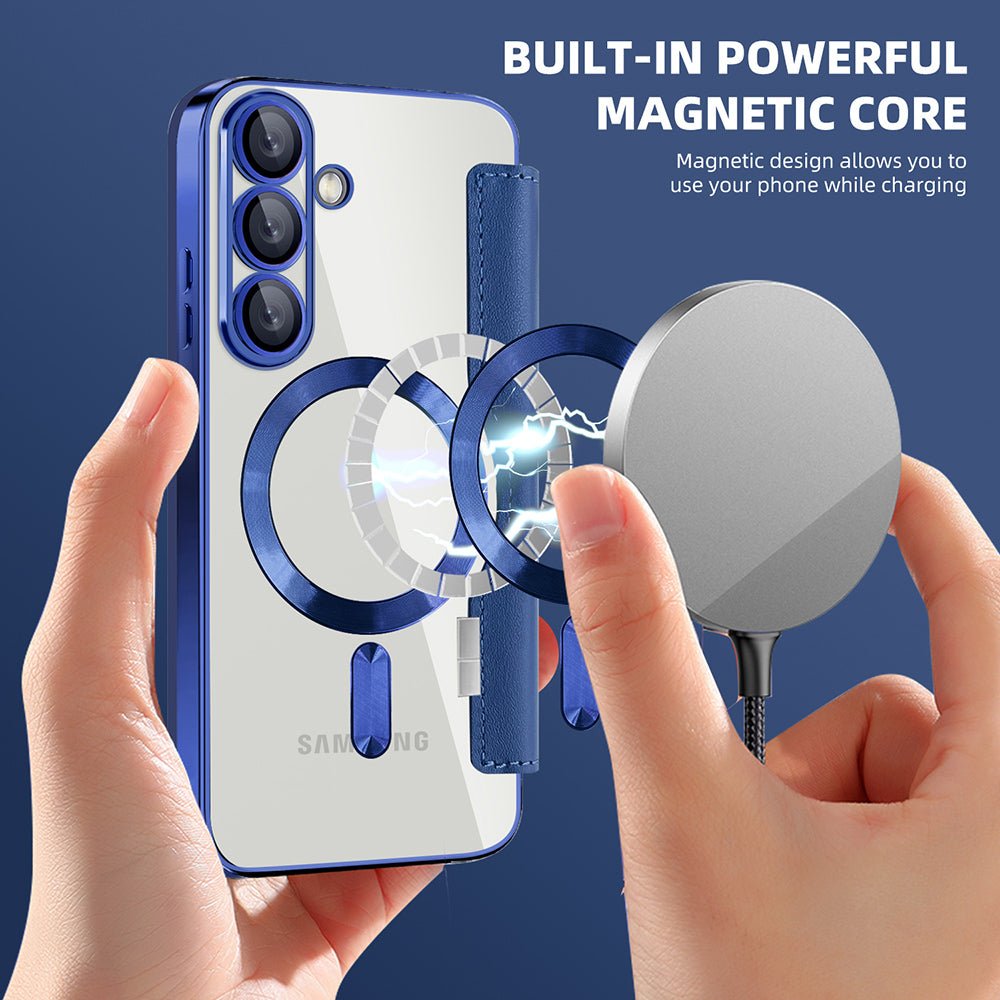Techsuit Samsung Galaxy S25 Plus - Θήκη Βιβλίο με MagSafe με Υποδοχές Καρτών και RFID Προστασία - SmartMag Book Case - Blue