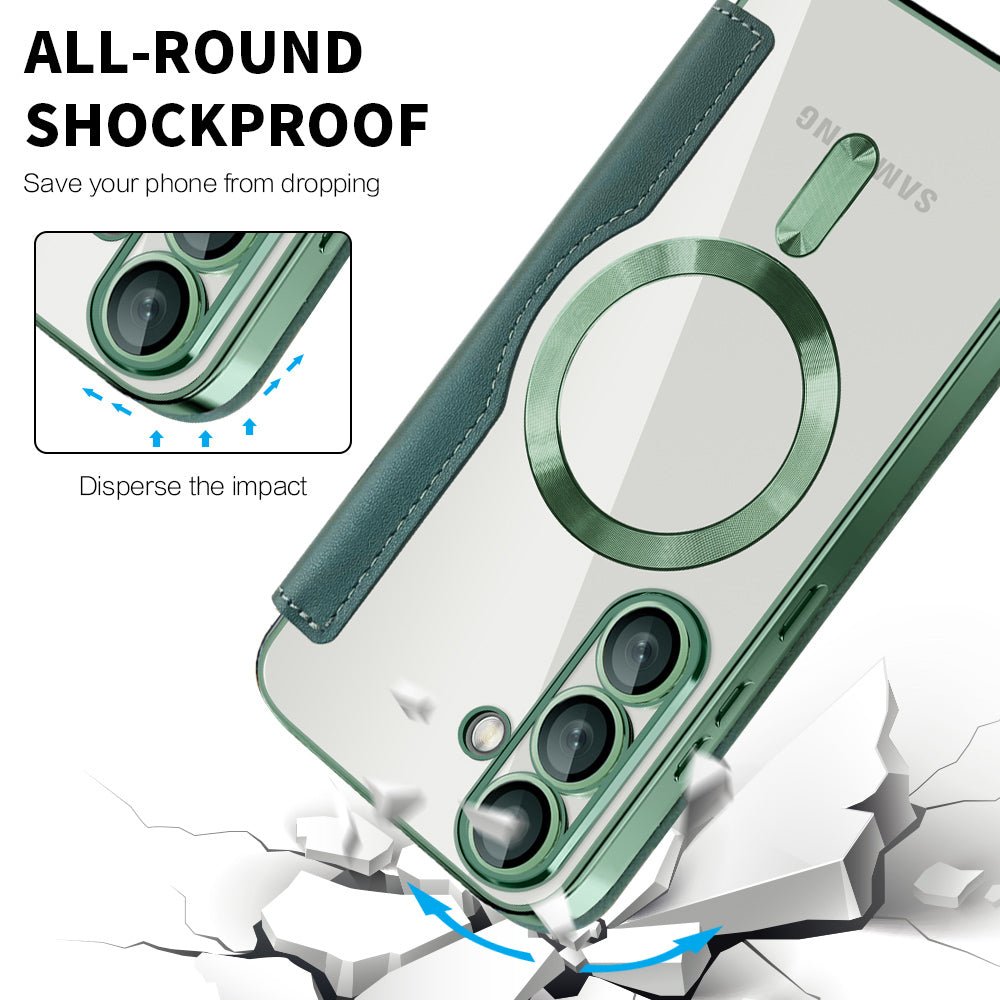 Techsuit Samsung Galaxy S25 Plus - Θήκη Βιβλίο με MagSafe με Υποδοχές Καρτών και RFID Προστασία - SmartMag Book Case - Green
