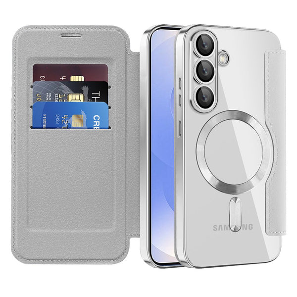 Techsuit Samsung Galaxy S25 Plus - Θήκη Βιβλίο με MagSafe με Υποδοχές Καρτών και RFID Προστασία - SmartMag Book Case - Grey