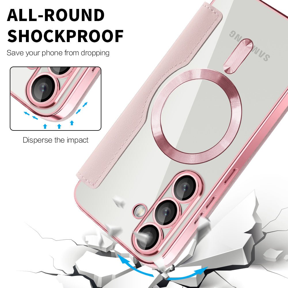 Techsuit Samsung Galaxy S25 Plus - Θήκη Βιβλίο με MagSafe με Υποδοχές Καρτών και RFID Προστασία - SmartMag Book Case - Pink