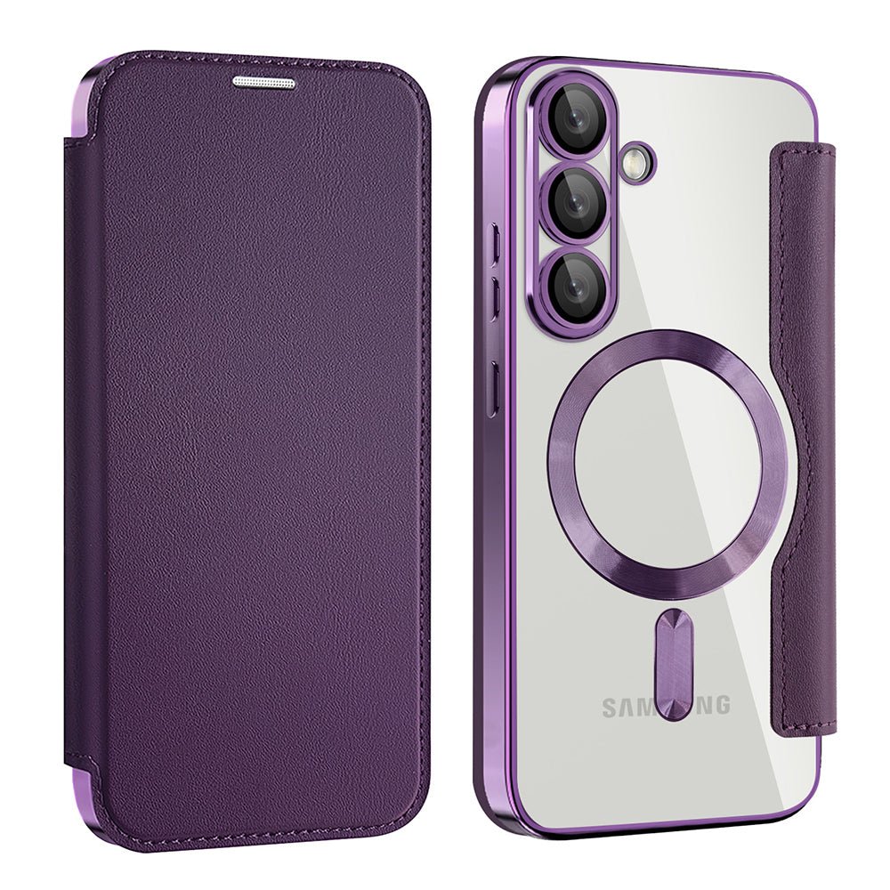 Techsuit Samsung Galaxy S25 Plus - Θήκη Βιβλίο με MagSafe με Υποδοχές Καρτών και RFID Προστασία - SmartMag Book Case - Purple