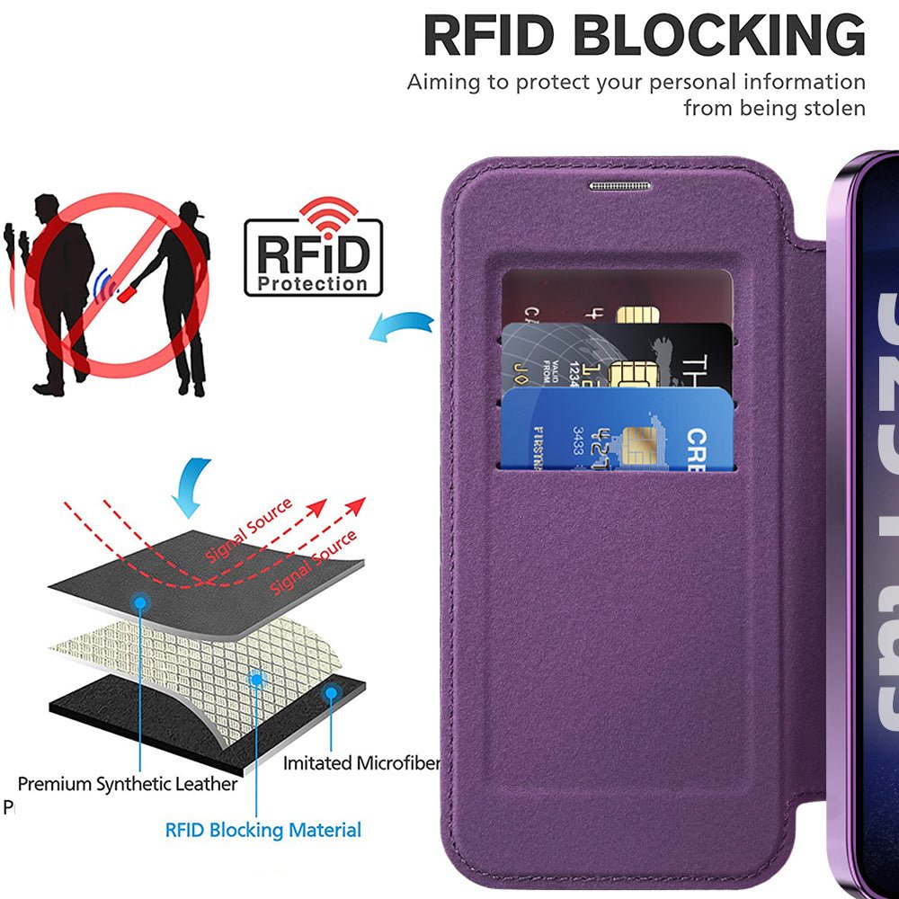 Techsuit Samsung Galaxy S25 Plus - Θήκη Βιβλίο με MagSafe με Υποδοχές Καρτών και RFID Προστασία - SmartMag Book Case - Purple