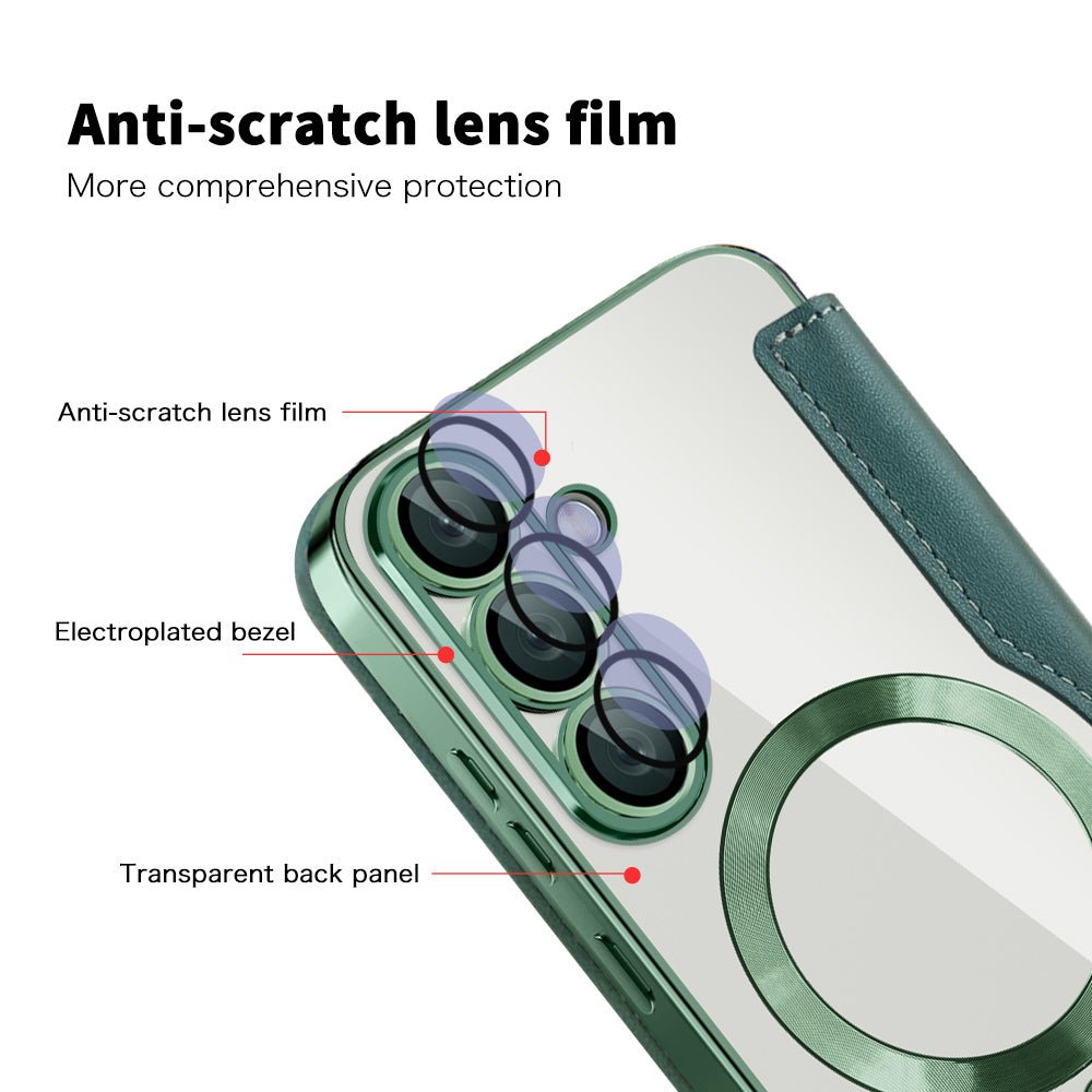 Techsuit Samsung Galaxy S25 - Θήκη Βιβλίο με MagSafe με Υποδοχές Καρτών και RFID Προστασία - SmartMag Book Case - Green