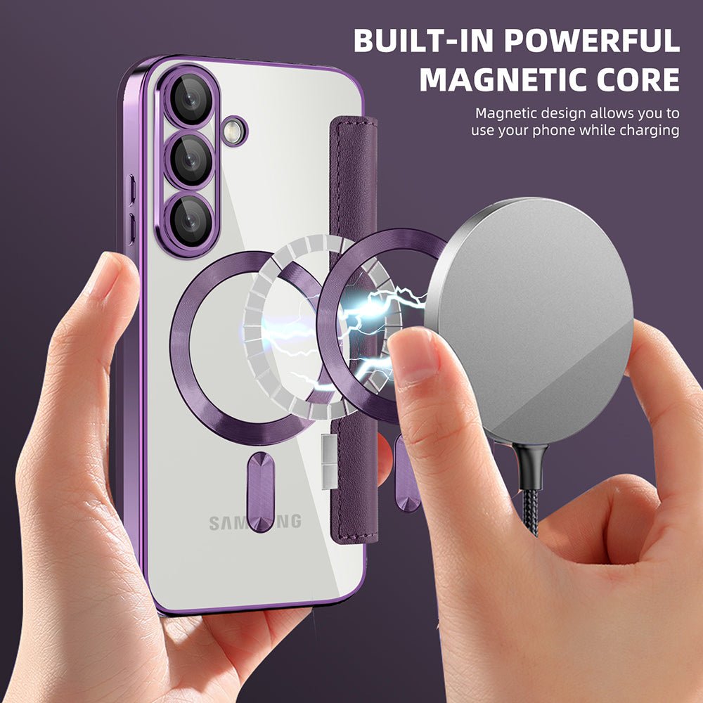 Techsuit Samsung Galaxy S25 - Θήκη Βιβλίο με MagSafe με Υποδοχές Καρτών και RFID Προστασία - SmartMag Book Case - Purple