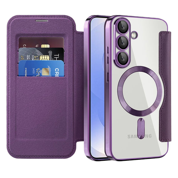 Techsuit Samsung Galaxy S25 - Θήκη Βιβλίο με MagSafe με Υποδοχές Καρτών και RFID Προστασία - SmartMag Book Case - Purple