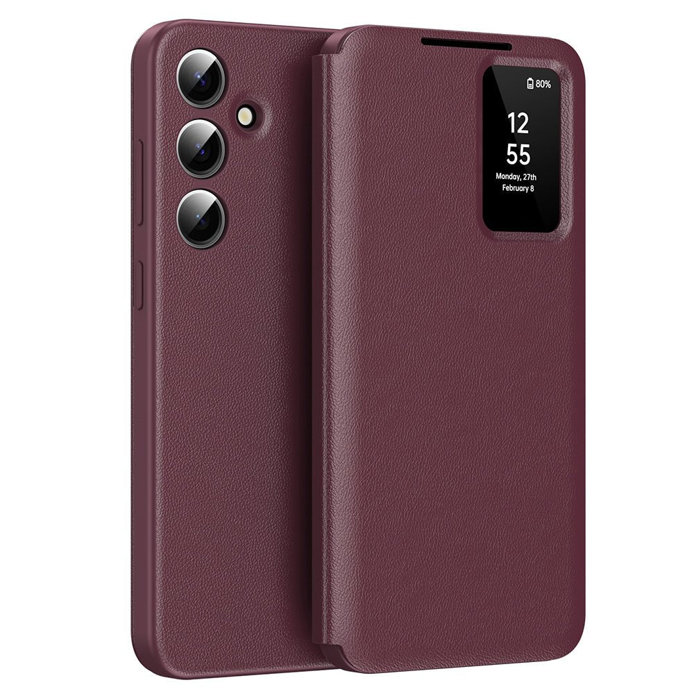Techsuit Samsung Galaxy S25 - Θήκη Βιβλίο με Θέση για 1 Κάρτα - SmartView Series - Red