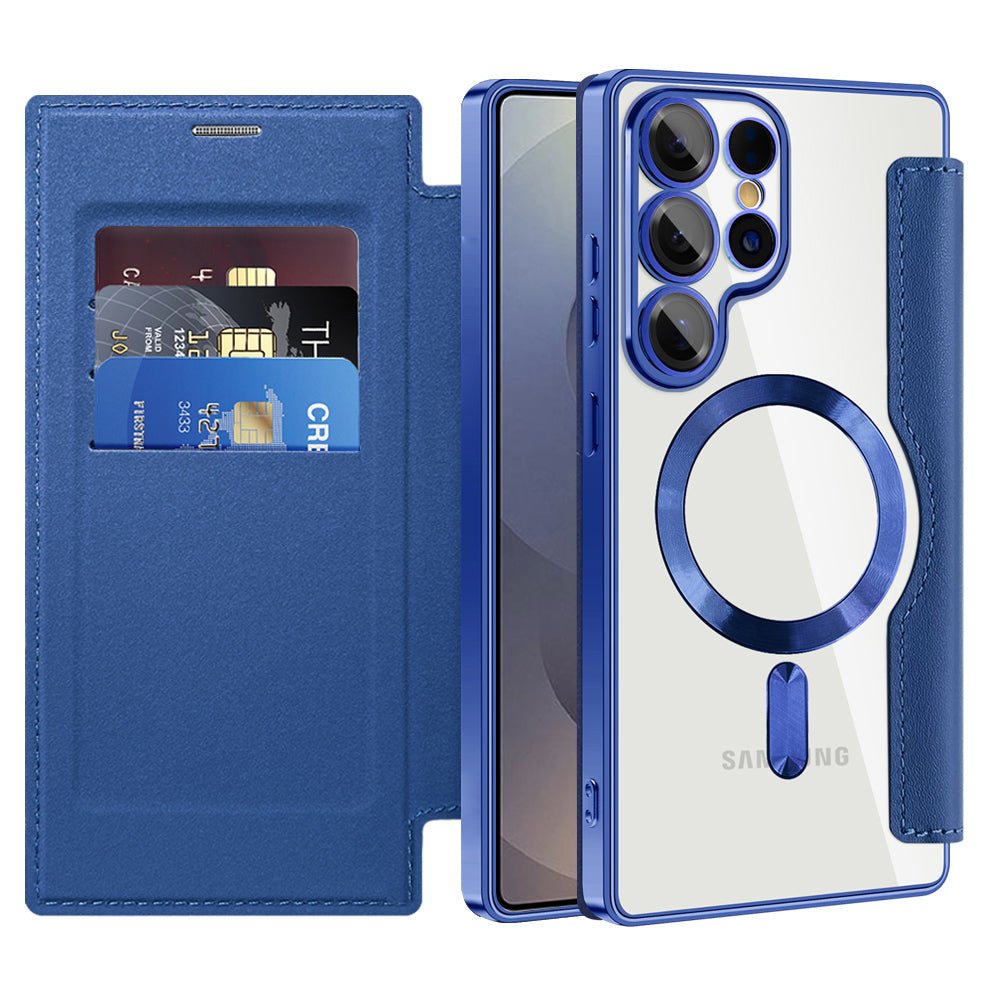 Techsuit Samsung Galaxy S25 Ultra - Θήκη Βιβλίο με MagSafe με Υποδοχές Καρτών και RFID Προστασία - SmartMag Book Case - Blue