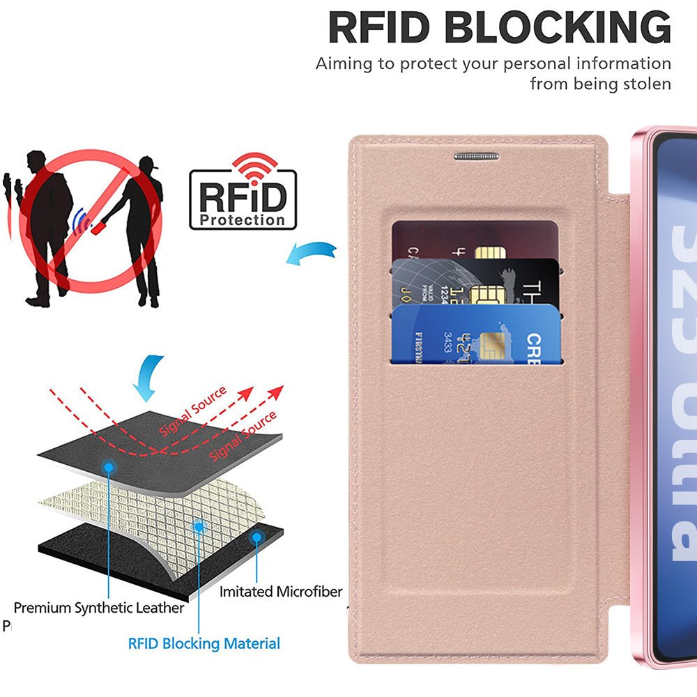 Techsuit Samsung Galaxy S25 Ultra - Θήκη Βιβλίο με MagSafe με Υποδοχές Καρτών και RFID Προστασία - SmartMag Book Case - Pink