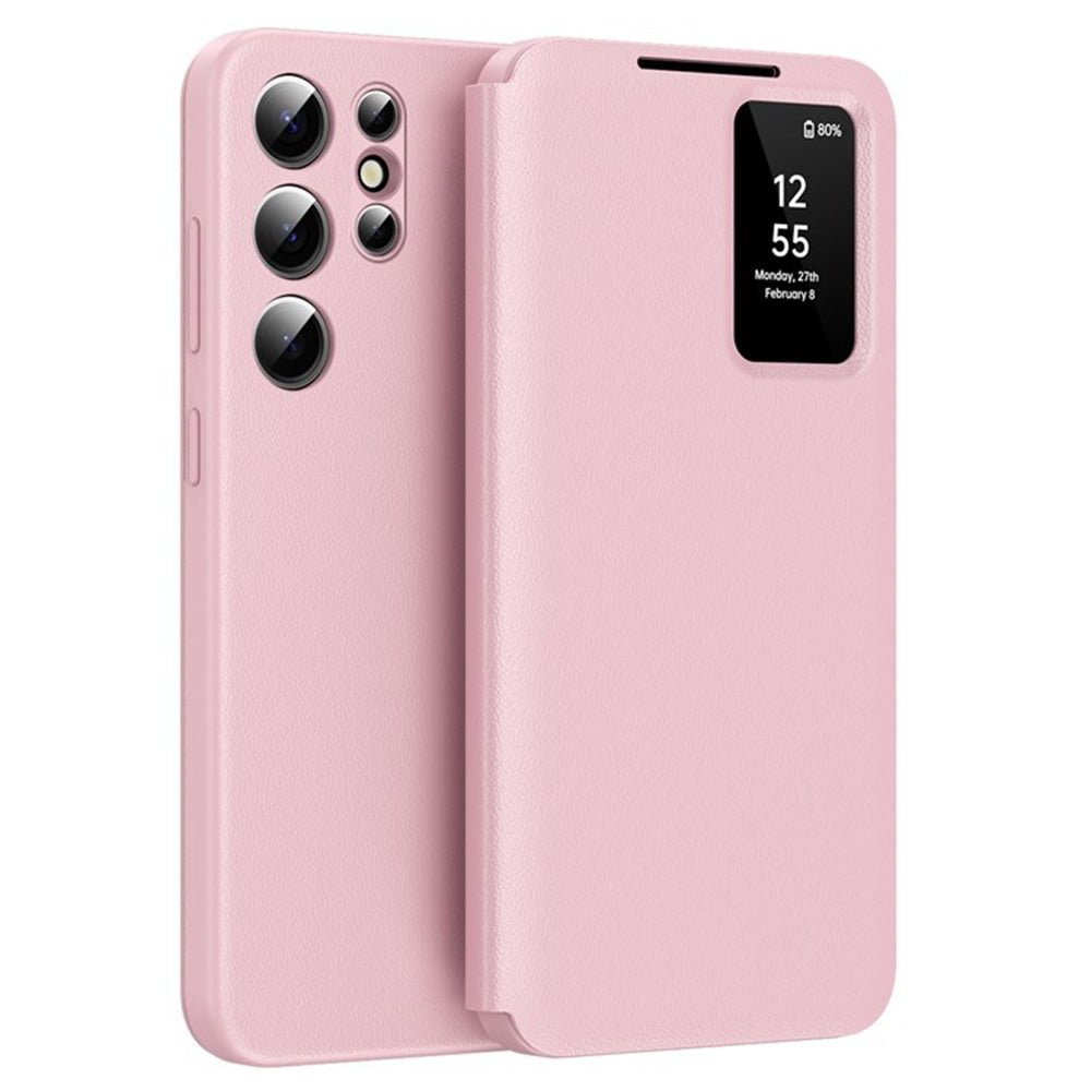 Techsuit Samsung Galaxy S25 Ultra - Θήκη Βιβλίο με Θέση για 1 Κάρτα - SmartView Series - Pink