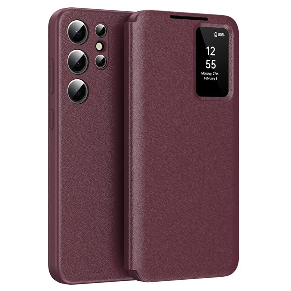 Techsuit Samsung Galaxy S25 Ultra - Θήκη Βιβλίο με Θέση για 1 Κάρτα - SmartView Series - Red