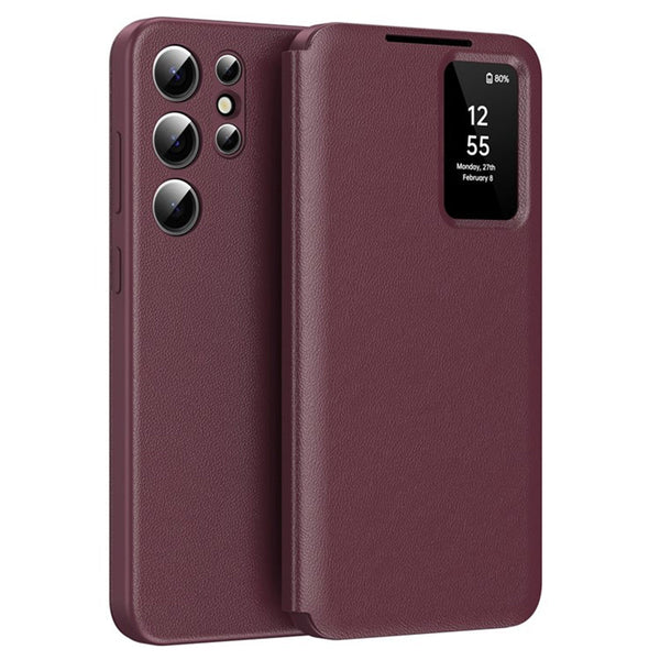 Techsuit Samsung Galaxy S25 Ultra - Θήκη Βιβλίο με Θέση για 1 Κάρτα - SmartView Series - Red