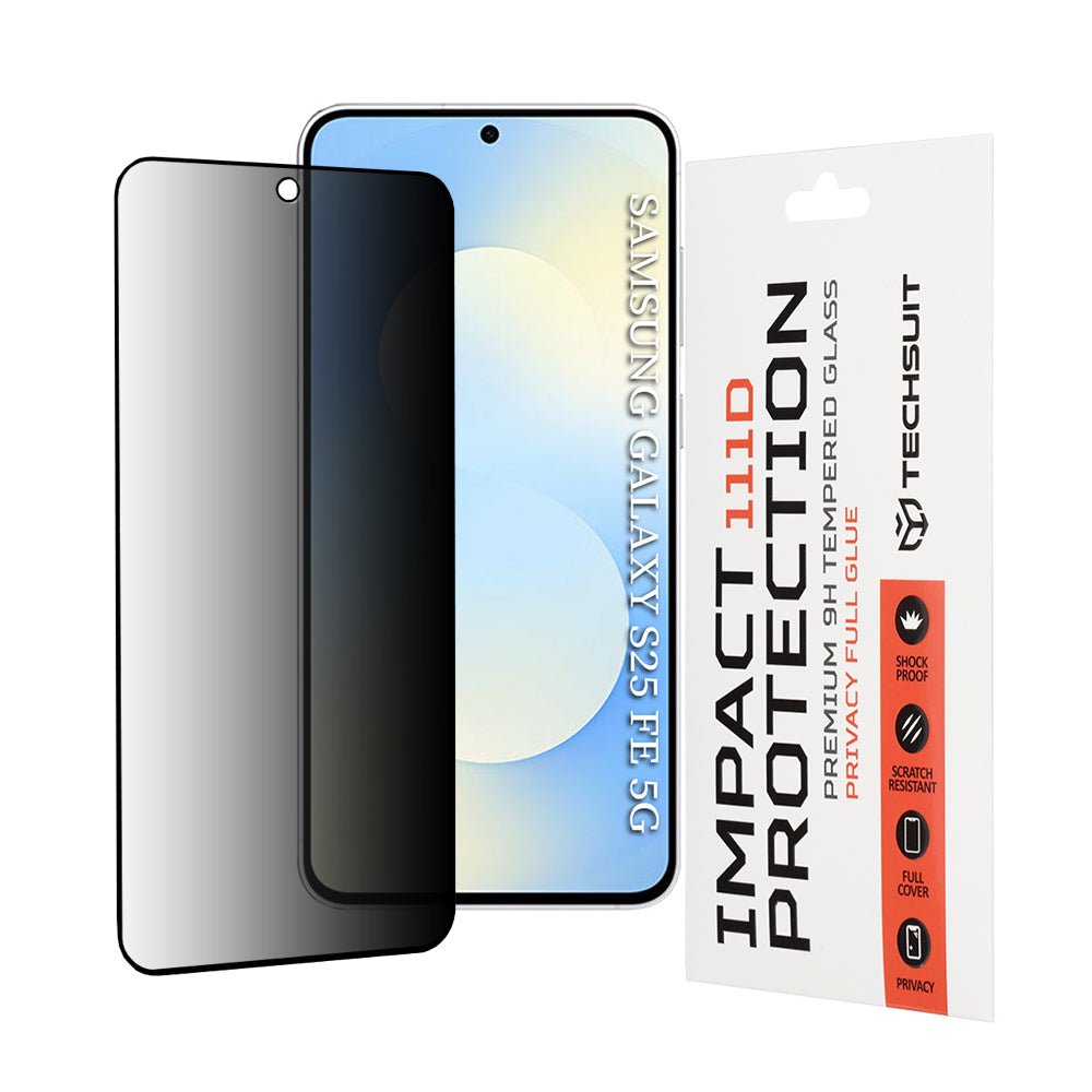 Techsuit Samsung Galaxy S26 FE / S25 FE - Full Screen Full Glue Tempered Glass Αντιχαρακτικό Γυαλί Οθόνης 9H 0.33mm 111D Privacy - Black