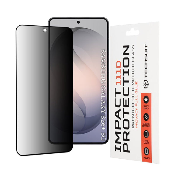 Techsuit Samsung Galaxy S26 Plus - Full Screen Full Glue Tempered Glass Αντιχαρακτικό Γυαλί Οθόνης 9H 0.33mm 111D Privacy - Black