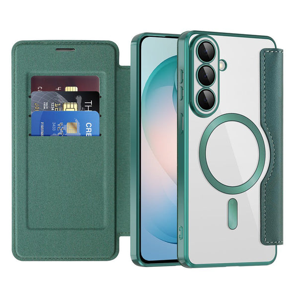 Techsuit Samsung Galaxy S26 Plus - Θήκη Βιβλίο με MagSafe με Υποδοχές Καρτών και RFID Προστασία - SmartMag Book Case - Green