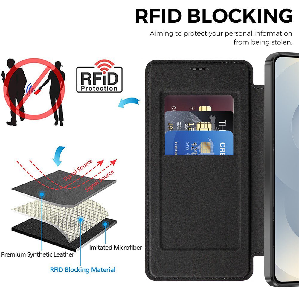 Techsuit Samsung Galaxy S26 - Θήκη Βιβλίο με MagSafe με Υποδοχές Καρτών και RFID Προστασία - SmartMag Book Case - Black