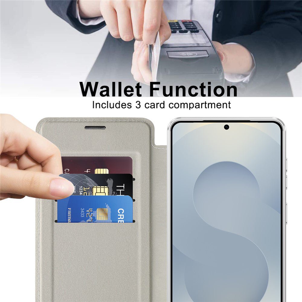 Techsuit Samsung Galaxy S26 - Θήκη Βιβλίο με MagSafe με Υποδοχές Καρτών και RFID Προστασία - SmartMag Book Case - Grey