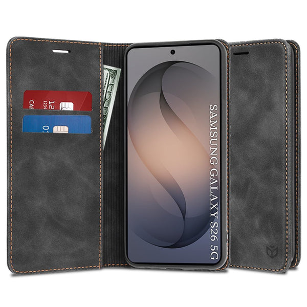 Techsuit Samsung Galaxy S26 - Θήκη Πορτοφόλι από Δερματίνη με Stand - Confy Cover - Black
