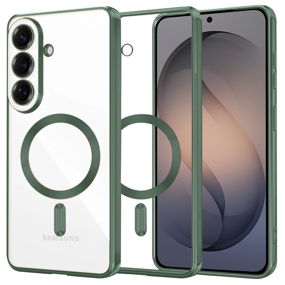 Techsuit Samsung Galaxy S26 - Θήκη Σιλικόνης - Luxury Crystal MagSafe - Deep Green / Clear