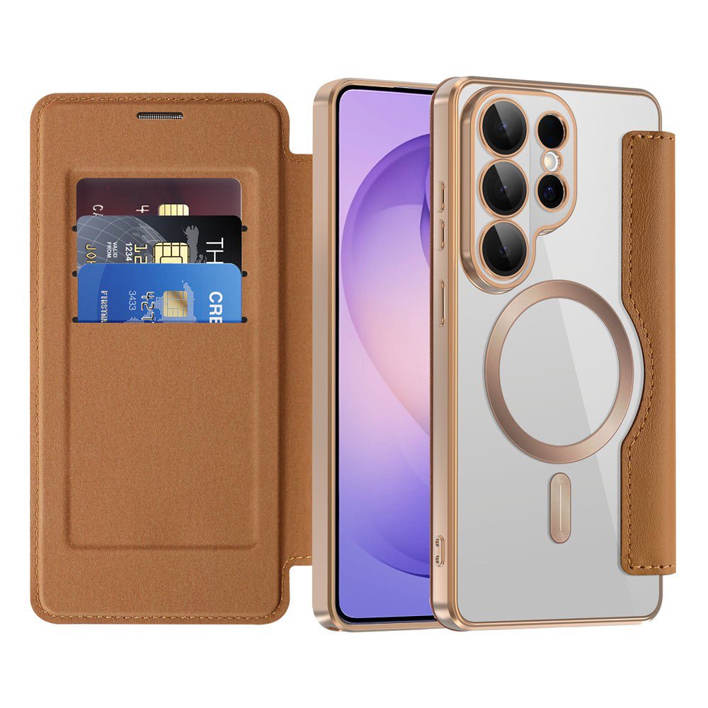 Techsuit Samsung Galaxy S26 Ultra - Θήκη Βιβλίο με MagSafe με Υποδοχές Καρτών και RFID Προστασία - SmartMag Book Case - Brown