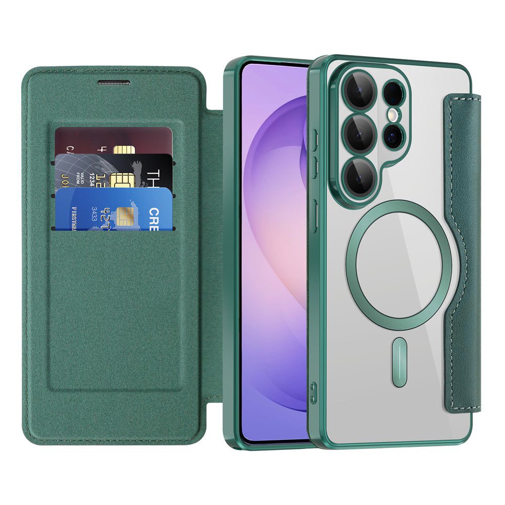 Techsuit Samsung Galaxy S26 Ultra - Θήκη Βιβλίο με MagSafe με Υποδοχές Καρτών και RFID Προστασία - SmartMag Book Case - Green