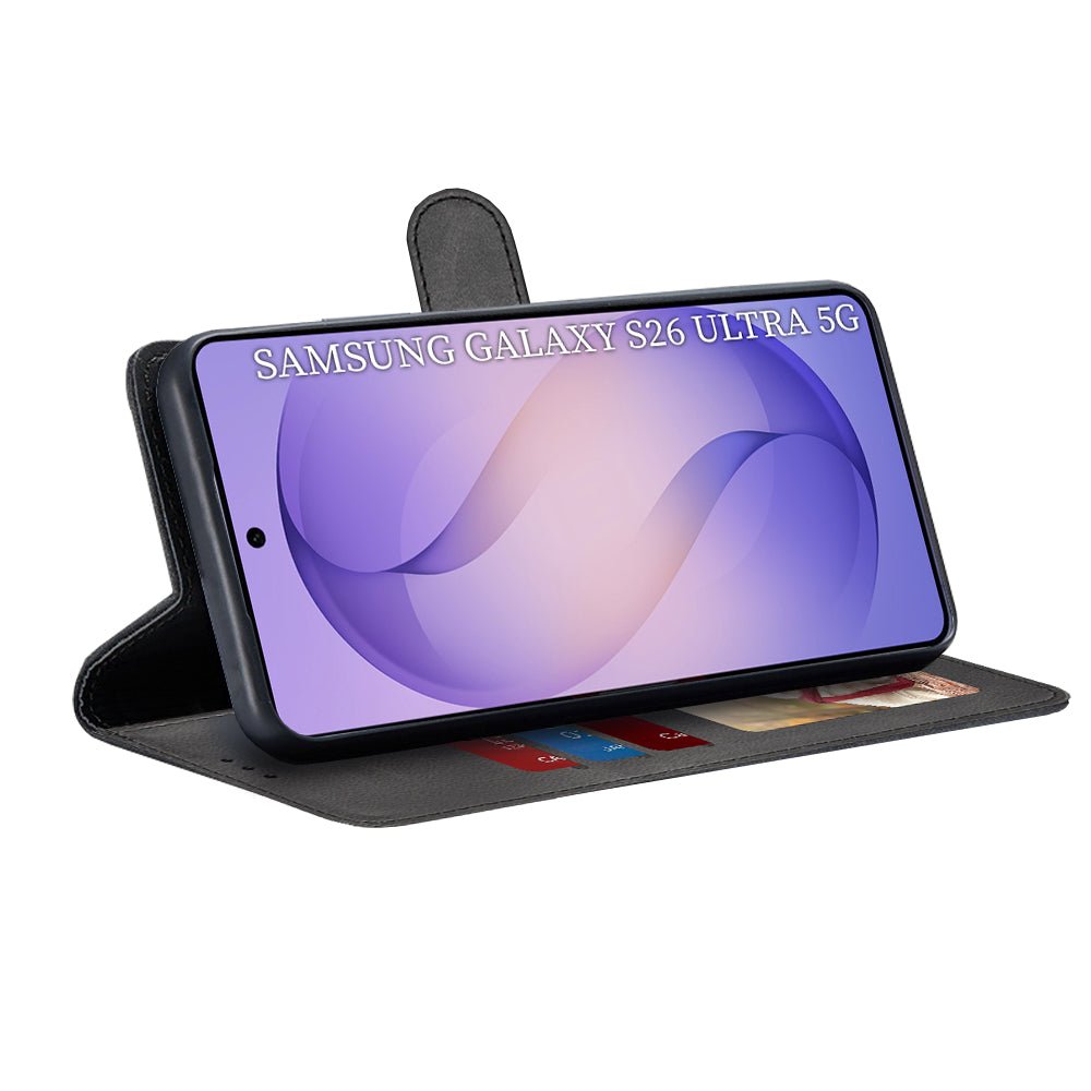 Techsuit Samsung Galaxy S26 Ultra - Θήκη Πορτοφόλι από Δερματίνη με Stand - Diary Book - Black