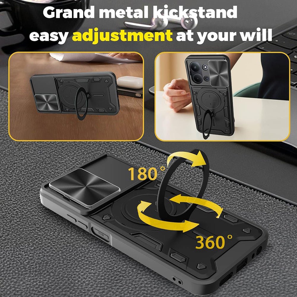 Techsuit Xiaomi Redmi 15C 4G / 5G - Σκληρή Θήκη με Προστασία Καμερών και Δαχτυλίδι Συγκράτησης - CamGuard Pro - Black