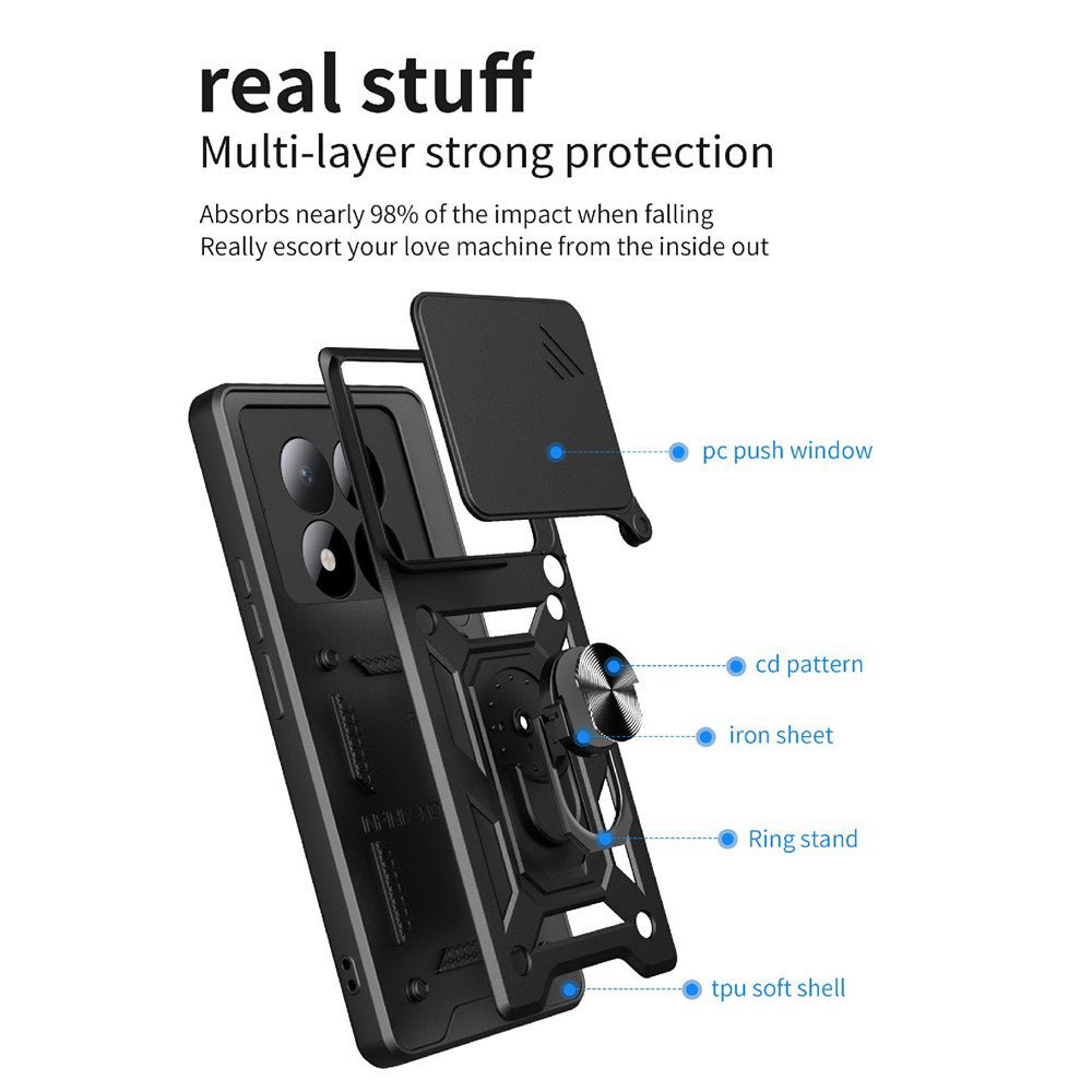 Techsuit Xiaomi Redmi Note 15 Pro 5G - Σκληρή Θήκη με Προστασία Καμερών και Δαχτυλίδι Συγκράτησης - CamShield Series - Black