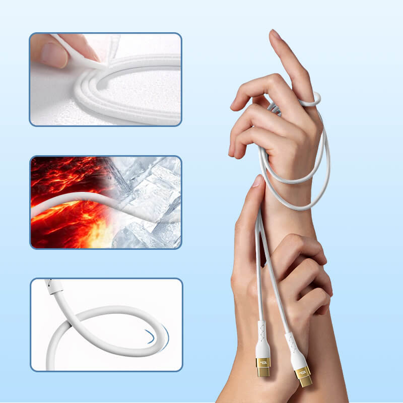 Joyroom Liquid Silicone S-1250N18-10 100W - Καλώδιο Δεδομένων και Φόρτισης Type-C to Type-C 1.2M - White