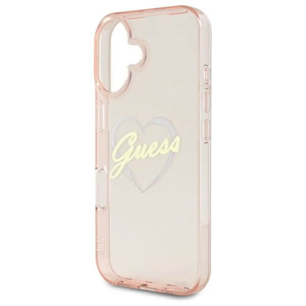 Guess iPhone 16 - IML Heart - Σκληρή Θήκη με Πλαίσιο Σιλικόνης - Pink - GUHCP16SHCHGSPP