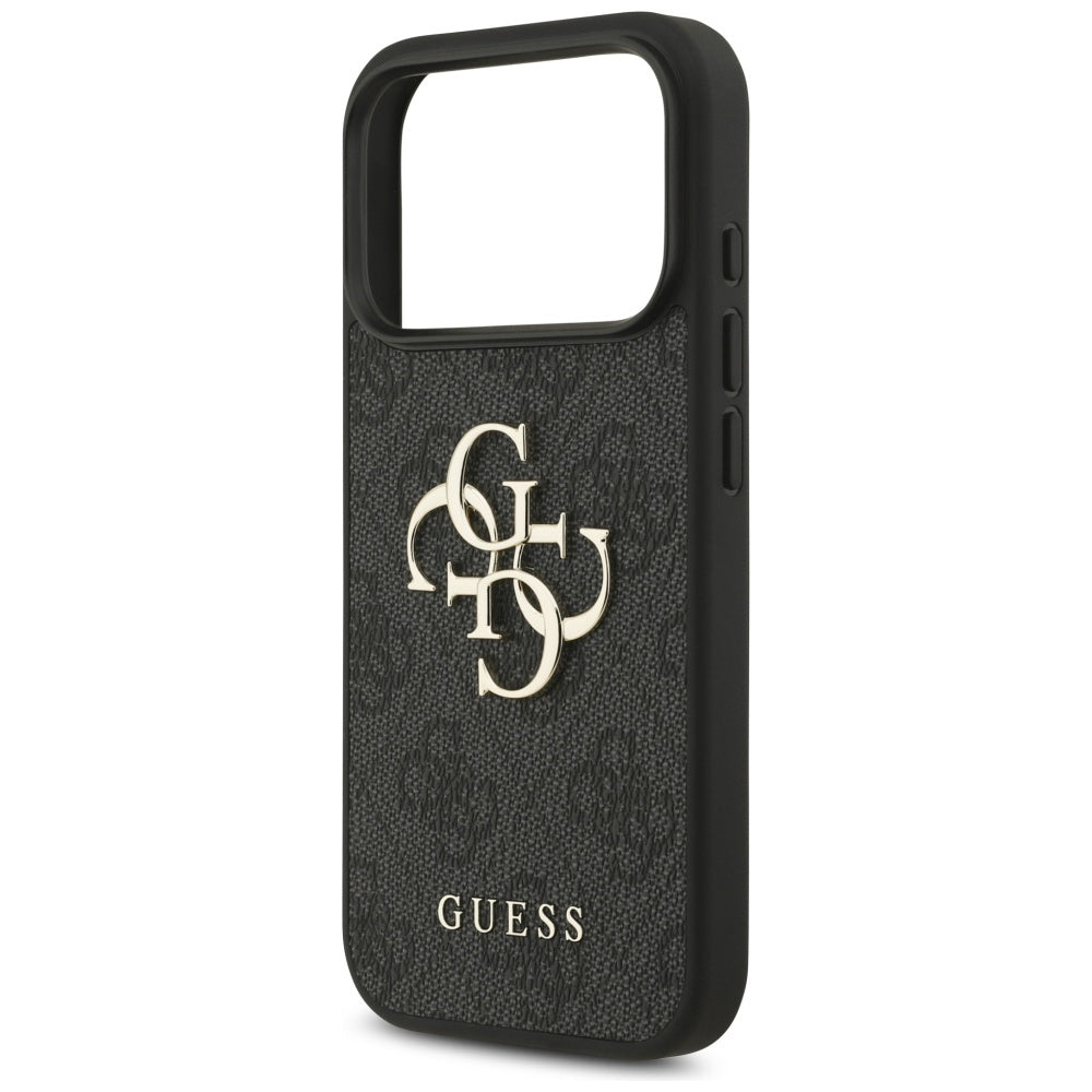 Guess iPhone 17 Pro - 4G Big Logo - Σκληρή Θήκη με Πλαίσιο Σιλικόνης και Επένδυση Συνθετικού Δέρματος - Black - GUHCP17L4GMGGR