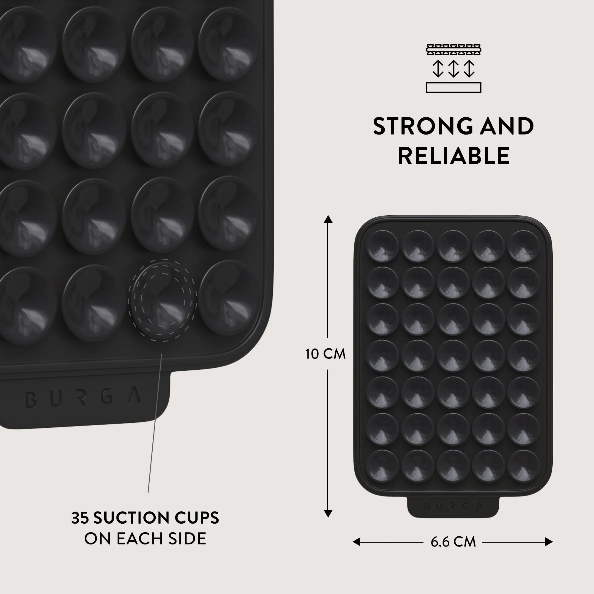 Burga StickPad Αξεσουάρ Στερέωσης Κινητού με Ενσωματωμένες Βεντούζες - Black